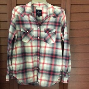 AE long sleeve plaid shirt